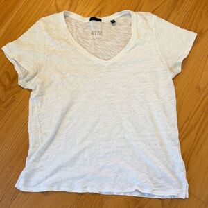 Atm Anthony Thomas Melillo Schoolboy V-Neck T-Shirt White AW1168-FK size large